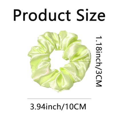 Silk Hair Ties Ponytail Holder Hairs Bow Ropes Elastics Hairtie Accessories Wide 0.8inch on Hair No Damage No Crease for Women Curly Thick Wavy Hair(30Pcs Pale Yellow) - color: Pale Yellow