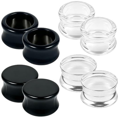 6G-30mm Double Flared Acrylic Ear Gauges Tunnels Plugs Expanders Saddle Hollow Tunnels Stretcher Earrings for Men Women Clear Black Lobe Stretching Body Piercings Jewelry 4 Pairs Set - color: 2 Gauge=6mm=1/4 inch