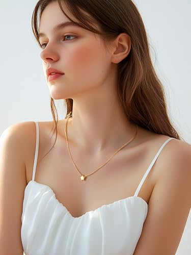 PROSILVER 925 Sterling Silver Necklace for Women Dainty Pendant Necklace | Hypoallergenic 925 Sterling Silver, Cute Small Pendant, Star/Heart/Moon/Triangle/Bar/Round Necklace Silver with Gift Box - color: 02 Gold, style: 01 Star
