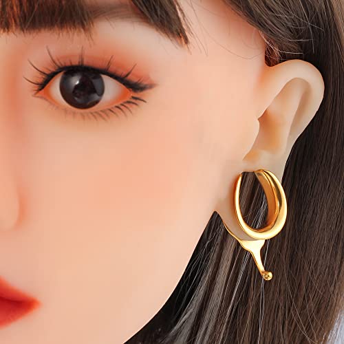 (6mm 2g DIY Ear Saddle Tunnel Plugs Piercing Stretchers Black Gold Silver Hypoallergenic 316 Stainless Steel Ear Gauges Dangle Accessories Expander Fashion Body Jewelry 2PCS - color: Gold, size: 10mm