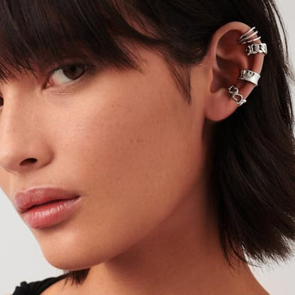 CHIC & ARTSY 925 Sterling Silver Ear Cuffs for Women, Non Piercing Clip On Cartilage Cuffs, Adjustable Fake Conch & Helix Earrings, Gold Plated & Oxidized Various Styles - color: ear cuff #15