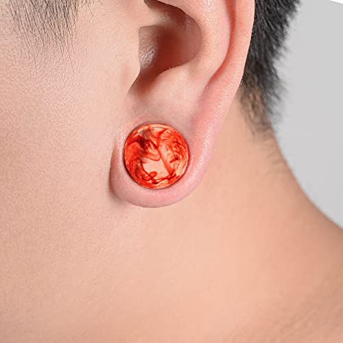 COOEAR 2 Pairs Matched Set Gauges for Ears Flesh Tunnels Kits Plugs Earrings Red Acrylic Ear Expander Stretchers Piercing. - color: 40mm
