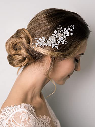 SWEETV Comb, Handmade Wedding Hair Accessory with Rhinestones, Silver, for Brides and Bridesmaids, Bridal Hair Pieces, Wedding Headpiece | Handmade Wedding Hair Clip Accessory Rhinestones Silver Bride Headpiece, Wedding Hair Pieces for Bridesmaids Bridal