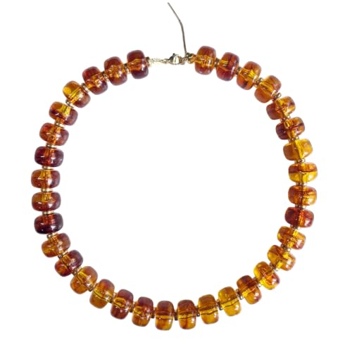 Colorful Chunky Resin Beaded Choker Necklaces for Women | Multicolor Beads, Sturdy Metal Chain, Adjustable, Detachable, Lightweight, Summer Beach Boho, Trendy Statement Jewelry Gift - color: Amber