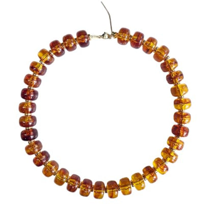 Colorful Chunky Resin Beaded Choker Necklaces for Women | Multicolor Beads, Sturdy Metal Chain, Adjustable, Detachable, Lightweight, Summer Beach Boho, Trendy Statement Jewelry Gift - color: Amber