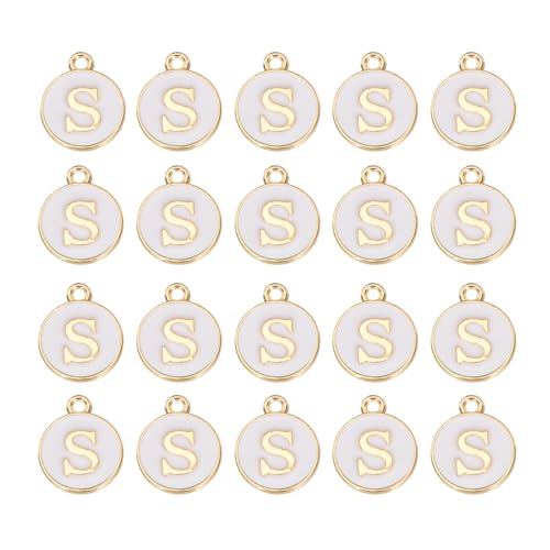 MECCANIXITY Pendants Letter Charm Initial Charm Double Sided Alphabet for DIY Necklace Bracelet Earrings Jewelry Making - style: S