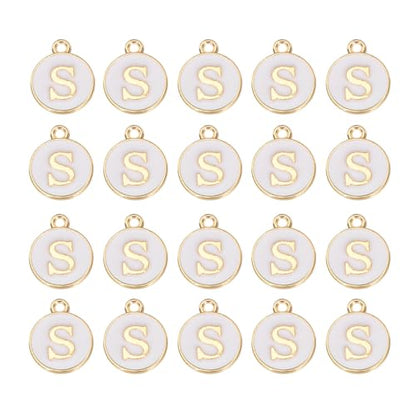 MECCANIXITY Pendants Letter Charm Initial Charm Double Sided Alphabet for DIY Necklace Bracelet Earrings Jewelry Making - style: S