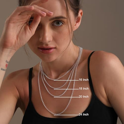 LeCalla 925 Sterling Silver Italian Jewelry Trendy Gift 1.5 MM, 2 MM, 3 MM Rolo Link Chain Necklace for Teen Women and Men with Spring Ring Clasp (16, 18, 20, 24 Inches) - size: Length 18 Inches, style: 3 MM
