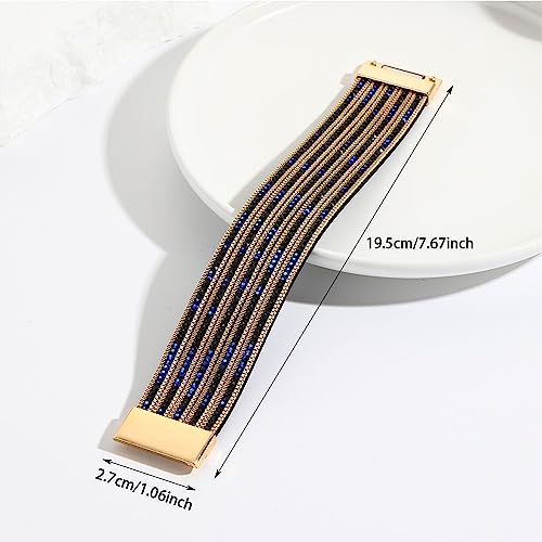 Long tiantian Boho Western Bracelets for Women Leather Wrap Bracelets Turquoise Bracelet Western Jewelry Country Concert Outfits - color: teen girl stuff(blue)