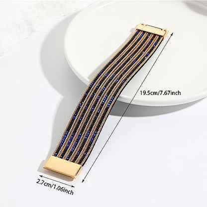 Long tiantian Boho Western Bracelets for Women Leather Wrap Bracelets Turquoise Bracelet Western Jewelry Country Concert Outfits - color: teen girl stuff(blue)