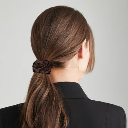 16 Pcs Brown Satin Scrunchies Bridesmaid Proposal Gifts Hair Ties Scrunchies for Women Girls Bachelorette Party Favors (dark brown) - color: dark brown