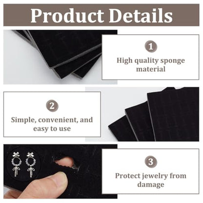 WEBEEDY 6 Pcs Black Velvet Ring Organizer Foams 100-Slots Ring Display Tray Stud Earring Holder Jewelry Box Inserts for Rings Earrings Jewelry Storage Retail Showcase, 11.2x7.1x0.5 Inches
