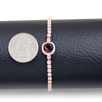 Sparkling CZ Tennis Bracelets for Women, Birthstone Slider Bolo Bracelets Trendy Birthday Valentine's Day Jewelry for Women Lady - color: Purple