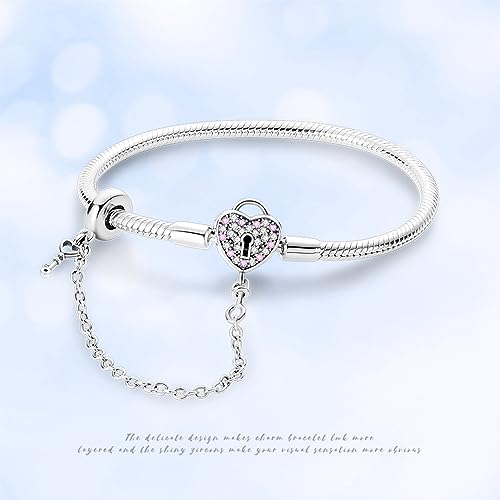 KUNSIR 925 Sterling Silver Palm Clasp Snake Chain Bracelet Basic Charm Bracelets Fit Any PDL Charm, with for Teen Women - style: KJB012