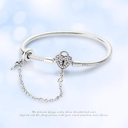 KUNSIR 925 Sterling Silver Palm Clasp Snake Chain Bracelet Basic Charm Bracelets Fit Any PDL Charm, with for Teen Women - style: KJB012
