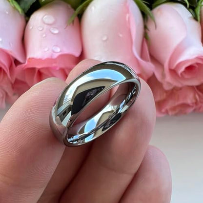 TUTISS 4mm 6mm 8mm 10mm Silver/Gold/White Tungsten Rings for Men Women Couple Fashion Jewelry Anniversary Engagement Wedding Bands Domed Polished I Love You Engraved Comfort Fit - color: 6mm Tungsten I Love You