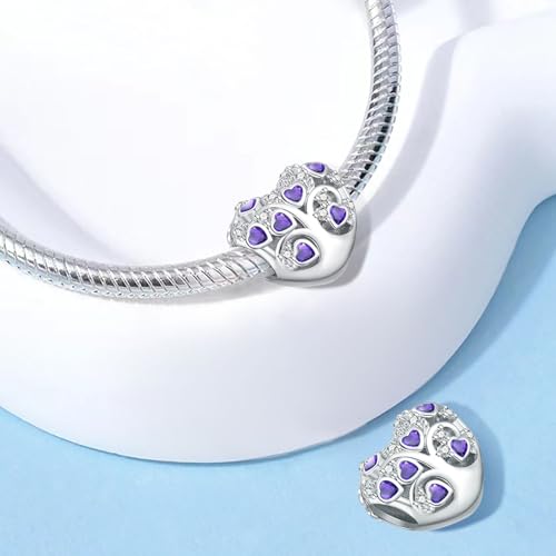 Birthstone Charms for Heart Dangle Charms for Bracelets and Necklaces, Birthday Mother's Day Christmas Jewelry Gifts For Women - color: February