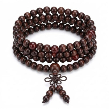 Multi-layer Dark Red Wooden Bead Wrap Bracelet Bohemian Style Unisex Elastic Jewelry Strand