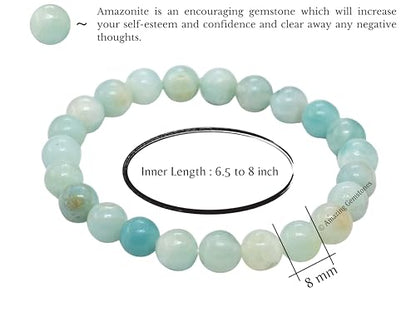 Amazing Gemstone Amazonite Crystal Bracelet for Women Men's Gifts - Protection Healing Crystal Bracelet - 8mm Gemstone Beaded Stretchable Bracelet Pulseras Para Hombres Mujer Stocking Stuffers Mothers Day Gift - color: Amazonite
