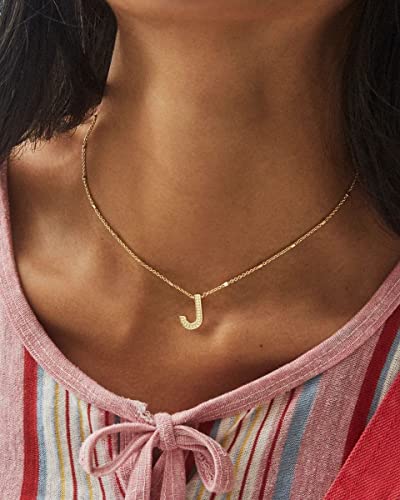 Kendra Scott Letters A-Z Pendant Necklace for Women, Fashion Jewelry, 14k Gold-Plated Brass - color: Letter J