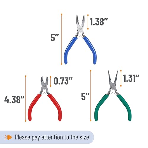 Mr. Pen- Pliers for Jewelry Making, 3 Pack, Chain Nose | Round Nose Pliers Set and Wire Cutter for Beading, Wire Wrapping, Jump Rings, Jewelry Repair, Crafting, DIY - color: Blue, Green, Red