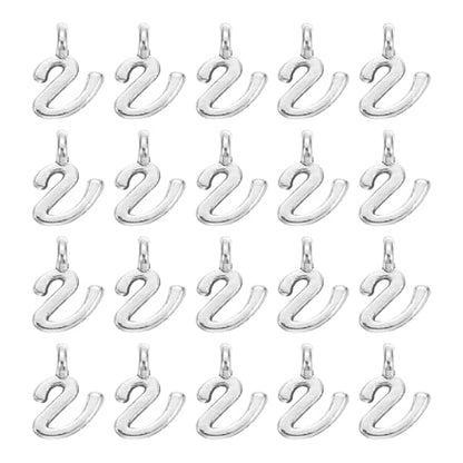uxcell A-Z Alphabet Charm, Metal Alphabet Letter Charm Initial Charm Pendant Bead for Necklaces Bracelets Jewelry Making Craft - color: Silver V