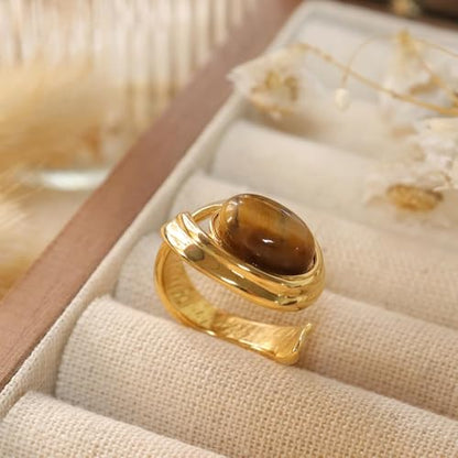 Jean Beau Chunky Gold Statement Dome Rings for Women, Exaggerated Thick Bold Open Finger Ring Prom Fashion Jewelry Gift
