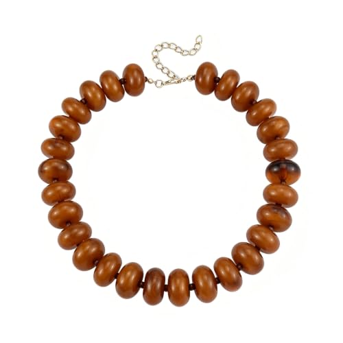 CSIYANJRY99 Chunky Beaded Necklace for Women, Large Colorful Resin Beads Statement Necklace, Boho Summer Beach Vacation Jewelry Gifts - color: Brown