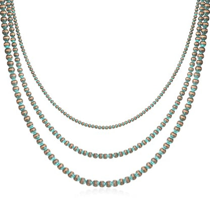 Navajo Pearl Necklace Western Jewelry for Women Cowgirl | Layered Western Necklaces Country Concert Choker Jewelry Gift - color: green 1pcs (4mm+6mm+8mm)