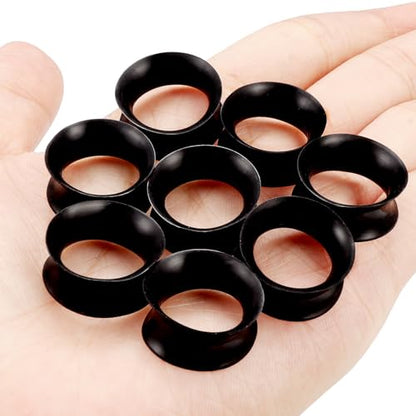 10G-50mm Thin Black Silicone Ear Gauges Tunnels Rubber Ear Plugs Gauges Double Flared Flexible Tunnel Earrings for Women Men - color: 16mm = 5/8 inch