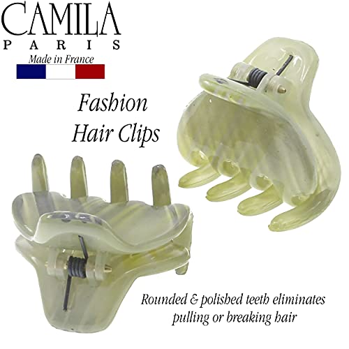 Camila Paris CP3199 French Small Hair Clips for Women, 1" Set of 2 Small Claw Clip Fashion Styling Mini Hair Clip Accessories for Women, Strong Hold No Slip Grip Cute Claw Clips, Made in France - color: Green 1" 2PK