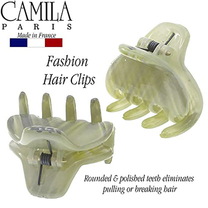 Camila Paris CP3199 French Small Hair Clips for Women, 1" Set of 2 Small Claw Clip Fashion Styling Mini Hair Clip Accessories for Women, Strong Hold No Slip Grip Cute Claw Clips, Made in France - color: Green 1" 2PK