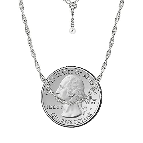 Savlano 925 Sterling Silver Italian Solid 1.5MM Singapore Twist Adjustable Bolo 14-24 Inch Chain Necklace For Women - Made in Italy Comes With a Gift Box - style: Silver