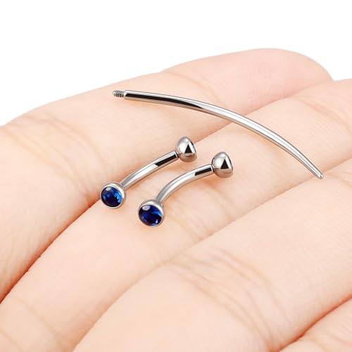 F136 Titanium 16g 6/8/10mm Eyebrow/Rook/Snug/Vertical-Labret/VCH/Snake-Eyes/Anti-Tragus/Christina/Daith/Belly-Button/Bridge/Hood/Surface Curved Barbell Piercing Jewelry for Women Men - color: Blue, size: 8 mm (5/16 in)