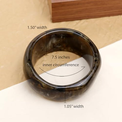 Chunky Resin Wide Bangle Bracelets for Women, Trendy Statement Minimalist Acrylic Bracelet Prom Holiday Jewelry Gift - color: Black