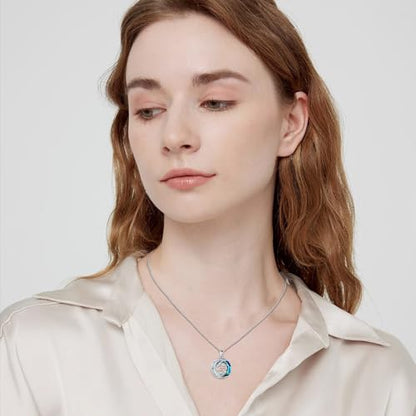 JUSTKIDSTOY Birthday Gifts for Women Girls 925 Sterling Silver Celtic Moon Star Necklace with Blue Crystal Pendant Jewelry for Sister Friends - style: 25th
