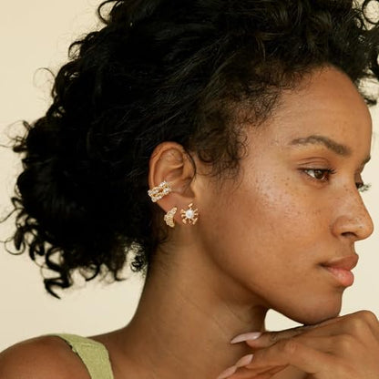 Women Ear Cuff Earrings Gold Non Pierced Cartilage Clip on Open Wrap Twist Hoop 14K Gold Plated Simple Hypoallergenic Everyday Jewelry - style: Duo