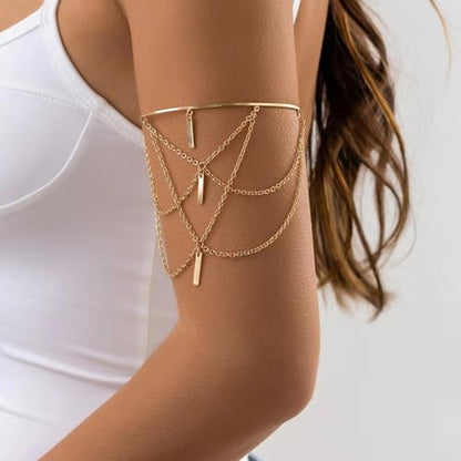 Harry and Henry Arm Cuff Gold Upper Arm Jewelry for Women Adjustable Open Cuff Bangle Bracelets Armband Jewelry Summer Outfits for Women 2026 - color: D:Gold Arm Cuff