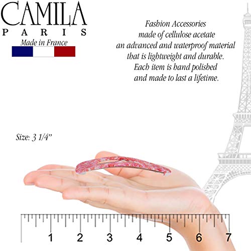 Camila Paris CP2932 French Hair Barrettes Clips, Snap Hair Slides Clic Clac for Women, Styling Girls Side Slide-in Metal Snap Pin Hair Accessories for Women. Strong Hold, No Slip Grip, Made in France - color: 3PK Rose 3.25"