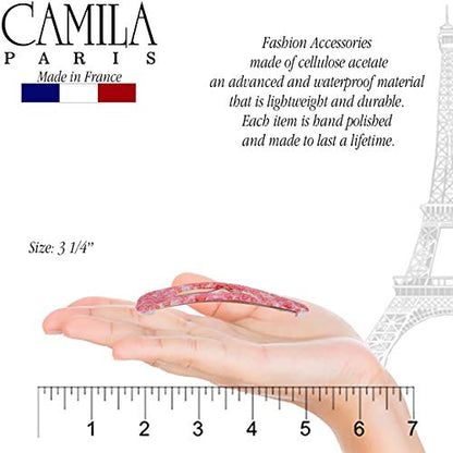Camila Paris CP2932 French Hair Barrettes Clips, Snap Hair Slides Clic Clac for Women, Styling Girls Side Slide-in Metal Snap Pin Hair Accessories for Women. Strong Hold, No Slip Grip, Made in France - color: 3PK Rose 3.25"