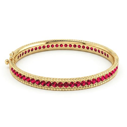 AAA Cubic Zirconia Gold Bangle Bracelet for Women | 18K Gold Plated Fully Paved With Sparkling Cubic Zirconia, Minimalist Luxury Unique Statement Jewelry, Anti-Oxidation - color: Red