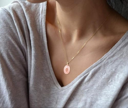 Natural Stone Necklaces Rhinestones Gemstone Necklace Adjustable Pendant Necklaces for Women - color: Pink