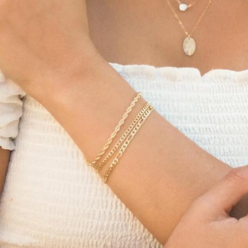 Kyutong Gold Necklace Chain for Jewelry Making with Lobster Clasps | 16.4 Feet Stainless Steel Jewelry Chain Bulk 3MM Wide Figaro Chains with Jump Rings for Men Women DIY Jewelry Crafts - color: Gold-8