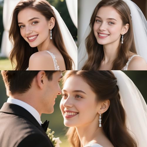 Silver Dangle Double Hoop Earrings For Women Paperclip Link Earring | Drop Small Silver Earrings Square Huggie Paperclip Dangly Hoop Silver Hoops Earrings Jewelry - color: Silver Wedding