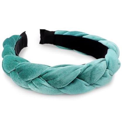 DRESHOW Braided Headbands for Women Velvet Hair Hoop Elastic Criss Cross Hair Bands Accessories - color: 01 Pc Velvet Braided: Lake Green