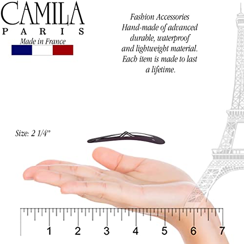 Camila Paris CP1330E French Hair Barrettes Clips, Snap Hair Slides Clic Clac for Women, Styling Girls Side Slide-in Metal Snap Pin Hair Accessories for Women. Strong Hold, No Slip Grip, Made in France - color: 4PK Metal Purple/Gold 2"