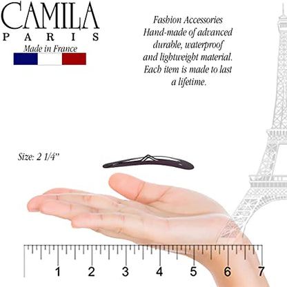 Camila Paris CP1330E French Hair Barrettes Clips, Snap Hair Slides Clic Clac for Women, Styling Girls Side Slide-in Metal Snap Pin Hair Accessories for Women. Strong Hold, No Slip Grip, Made in France - color: 4PK Metal Purple/Gold 2"
