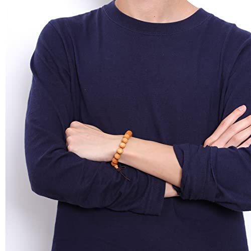 Eigso 6-8mm Wood Beads Bracelet Prayer Beads for Meditation Buddha Tibetan Bracelet for Men and Women - color: B3:10MM Cypress Wood