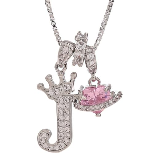 18K Gold & Silver Plated Initial Necklaces for Women - color: J-Silver
