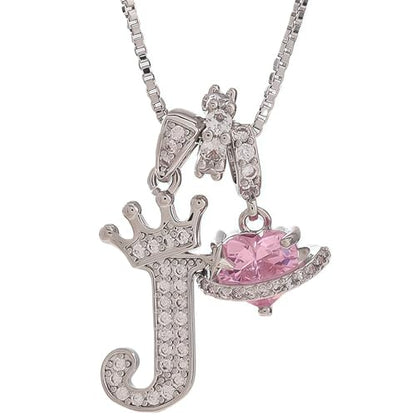 18K Gold & Silver Plated Initial Necklaces for Women - color: J-Silver